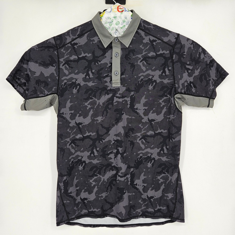 Born Primitive‎ Polo Shirt Mens Large Performance Short Sleeve Camouflage Black